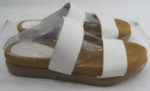 White SLIP ON TWO STRAP SOFT SOLE Sandals WOMEN Size 7 - Picture 1 of 7