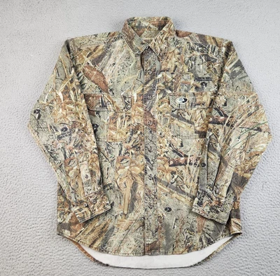 Mossy Oak Duck Blind Camo Button Up Men's Medium Outdoor Hunting Explorer LS - Image 1 of 4
