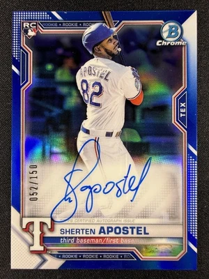 2021 Bowman Chrome #BCRA-SA Sherten Apostel Rookie Autograph Blue Refractor /150 - Image 1 of 2