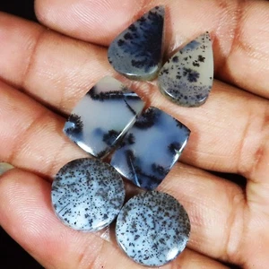 35.50 Cts 100% Natural Dendrite Opal Pair Cabochon Gemstone 3 Pair Lot UT143 - Picture 1 of 7