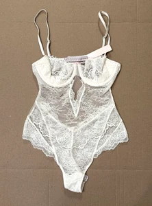 NWT Victoria's Secret size S Wicked Unlined Lace Teddy White Underwire Lingerie - Picture 1 of 14