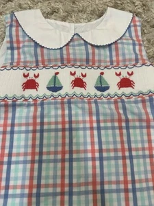 Shrimp And Grits Girls Size 8 Smocked Crab Boats - Picture 1 of 4