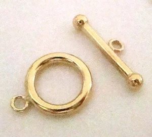 1 set 14k yellow gold filled round plain tube toggle Clasp 12mm made in USA GT03 - Picture 1 of 2