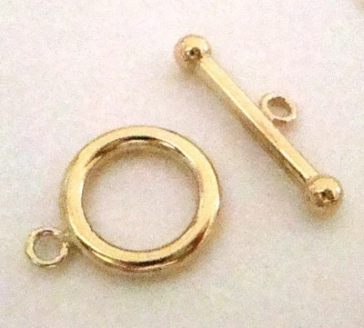 1 set 14k yellow gold filled round plain tube toggle Clasp 12mm made in USA GT03 - Image 1 of 2