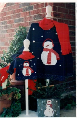Cozy Snowman w Scarf Sweatshirt Applique Sewing Pattern Primitive Folk Country - Image 1 of 2