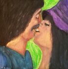 Original Art Painting, Pastel, 12×12, Regina DeVal,  The First Kiss