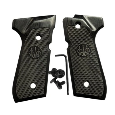 SHARDBLADE Beretta Grip 92/96 Series Full Size 92FS/92F Black Wood Grips W/Screws & Wrench