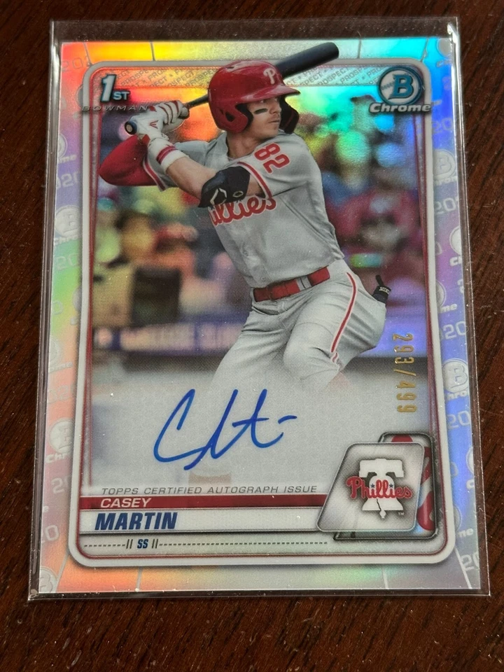 2020 Bowman Chrome Draft Casey Martin Refractor Auto /499 Philadelphia Phillies - Image 1 of 1