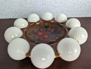 Tazón de pelota de golf vintage cenicero marrón cerámica rojo esmaltado 1979 - Imagen 1 de 18