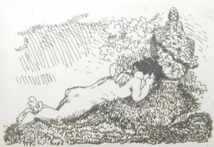 Karl Walser Akt Erotik Amor Putto nude Faublas Trauer Sadness Weinen Heulen - Bild 1 von 2
