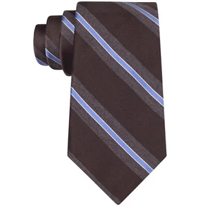 MICHAEL KORS Brown Blue Pala Stripe Silk Blend Classic Tie - Picture 1 of 4