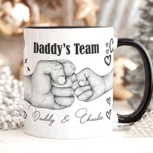 FIST BUMP Personalised Mug Fathers Day Gift, Birthday Gift for Daddy From Kids - Picture 1 of 10