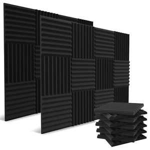 Acoustic Foam Panels 52 Pack 1x12x12" High Density Soundproof Wedges Charcoal - Picture 1 of 6