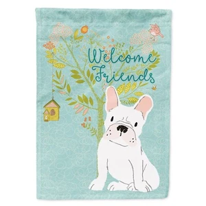 Caroline's Treasures BB7635CHF Welcome Friends White French Bulldog House Fla... - Picture 1 of 8