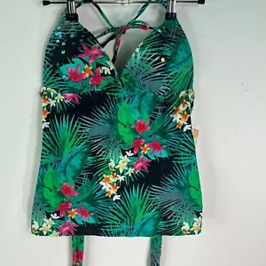 Mudd Womens Halter Straps Padded Swimwear Multicolor Tankini Top Size Medium - Picture 1 of 8