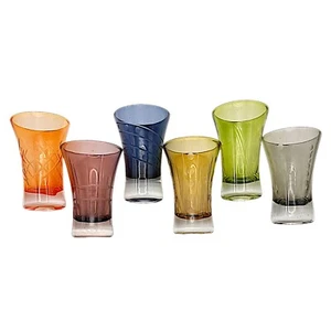 Multicolor etched glass shot glasses (set of 6) - Picture 1 of 7