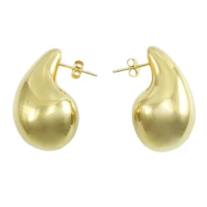 Orecchini donna grandi a forma di goccia in argento placcato oro altezza 30 mm - Foto 1 di 6