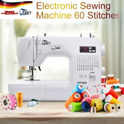 Uten Elektronik Nähmaschine mit 60 Nähprogrammen Automatisches Nähen Freiarm LED
