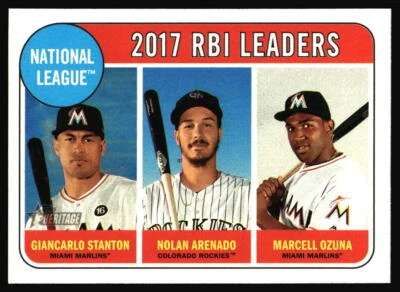 2018 Topps Heritage Nolan Arenado / Stanton / Ozuna #4 Rockies - Image 1 of 2
