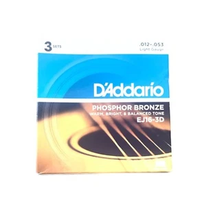 Cuerdas para guitarra acústica D'Addario EJ16-3D fósforo bronce luz 3 juegos EJ16 - Imagen 1 de 2