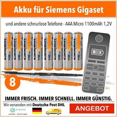 Camelion Akku 1,2V 1100mAh Micro AAA HR03 NiMH 1,2 V Telefon Siemens 8 Stück - Bild 1 von 4