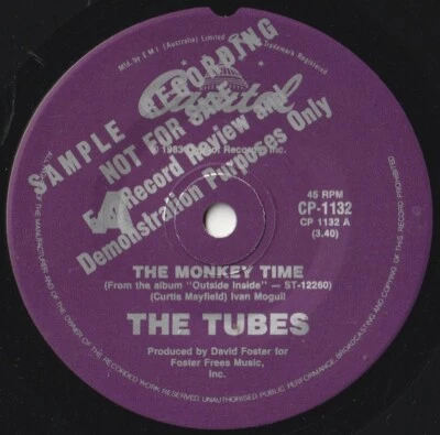 THE TUBES 45: THE MONKEY TIME b/w SPORTS FANS AUSSIE CAPITOL CP-1132 M & M 1983 - Image 1 of 2