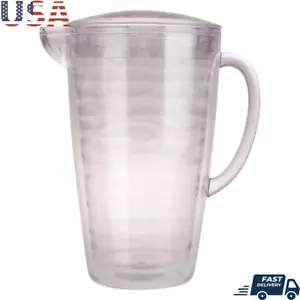 2.5 Quart Double Wall Insulated Pitcher Clear Plastic Beverage Dispenser Parties - Picture 1 of 4