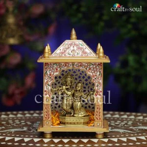 Tempel handbemalt Zuchtmarmor Gott Pooja Mandir Büro Wohndeko Anbetung - Bild 1 von 9