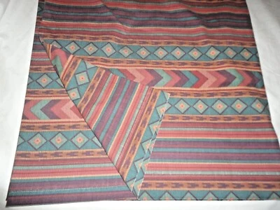 VINTAGE REVMAN CANYON SOUTHWESTERN BLUE GREEN RUST (1) QUEEN FLAT SHEET 90X98 - Image 1 of 4