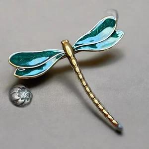 Green Enamel Dragonfly Pin - Picture 1 of 4