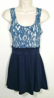 Vestido Derek Heart Mujer Calce Pequeño y Acampanado Azul Blanco Elástico Algodón Semi Transparente Foto 1 de 4