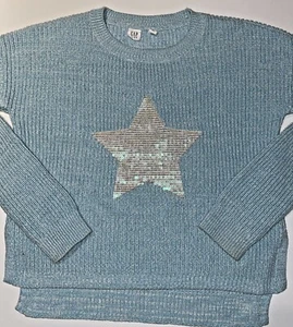 GAP Blue Chunky Knit Sequin Star Sweater Size XL 12 - Picture 1 of 4