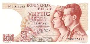 BANK OF BELGIUM , 50 FRANCS , 1966 , XF / We combine items. - Picture 1 of 2