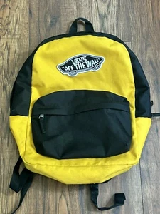 Vans Off The Wall Yellow And Black Skateboarding Backpack Book Bag Skater 16” - Picture 1 of 8