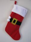 Santa Black Belt & Gold Buckle Red Felt Christmas Stocking 17 Inches Tall