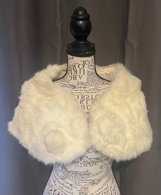 Vintage Rabbit Fur Shawl Hook Clasp Pom Poms 2 Collars and Hat Mid-Century - Image 1 of 4