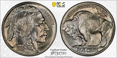 1937-P Buffalo Nickel, PCGS MS67, Stunning! - Image 1 of 3