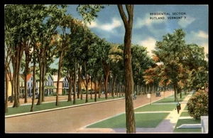 Postcard Residential Section Street View with Trees, Rutland, VT - Picture 1 of 2