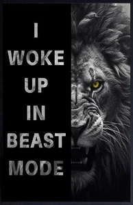 I Woke up in BEAST MODE Wand Vinyl Kunst Aufkleber LÖWE Poster Druck abnehmbar - Bild 1 von 8