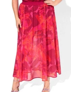 Torrid Plus Size Chiffon 5X Skirt Elastic Waist Short Lined Cotton Summer Rose - Picture 1 of 9
