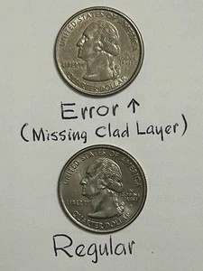 UNITED STATES Washington Quarter - Massachusetts 2000 Error ( Missing Clad Layer - Picture 1 of 2
