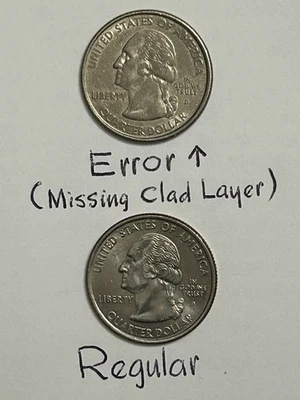 UNITED STATES Washington Quarter - Massachusetts 2000 Error ( Missing Clad Layer - Image 1 of 2