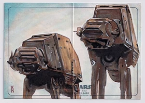 Star Wars Empire Strikes Back Illustrated Sketch AT-AT Walker Veronica O'Connell - Picture 1 of 2