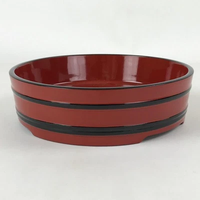 Plato para servir japonés de madera lacada de colección bandeja Sushioke cuenco rojo negro L91 Foto 1 de 4