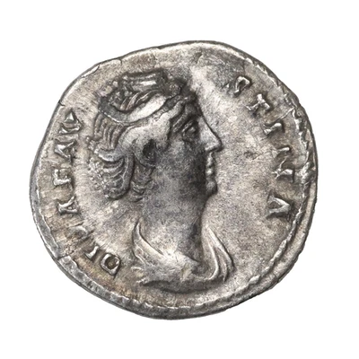 Diva Faustina Senior Murió 140-141 dC Denario Moneda Romana Antigua RIC.358 Foto 1 de 2
