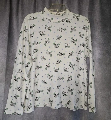 VTG Classic Elements Petite Snowman Winter Print Mock Neck Long Sleeve SizePL - Image 1 of 4