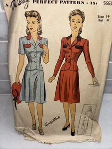1940s Vintage DuBarry 5663 Dress Sewing Pattern - Picture 1 of 5