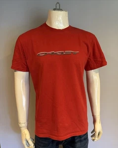 Vintage Y2K Oakley Spellout T Shirt Red Size Large  - Picture 1 of 7