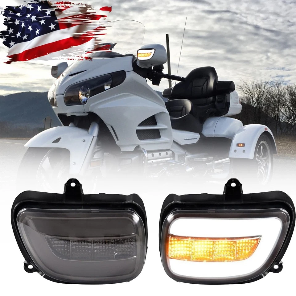 Espejos retrovisores laterales con luces de giro para Honda GoldWing GL1800 2002-2016 Foto 1 de 4