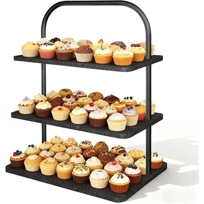 Tablero de madera con soporte de exhibición de pasteles grande con tubos de metal almohadillas antideslizantes de fácil limpieza EE. UU. Foto 1 de 4